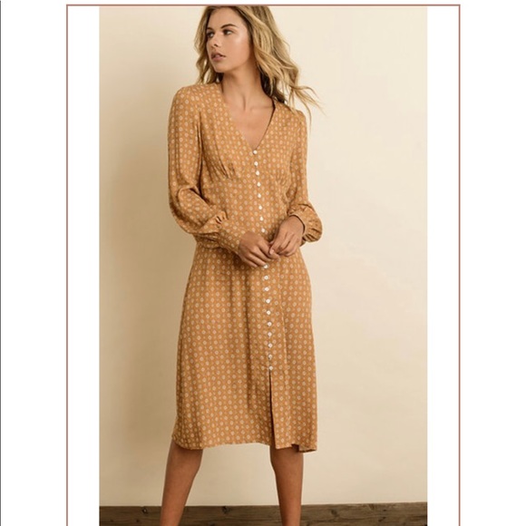 Mustard V neck dress - Picture 3 of 7